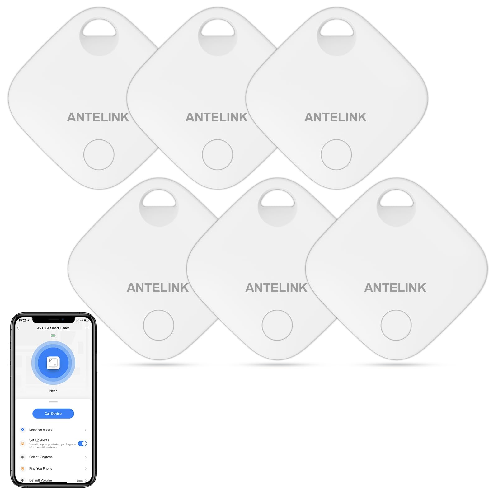 Smart Tracker Tag, Tracker GPS inteligente, compatible con iOS, App Tuya gratuita, para llaves, equipaje, maletas, batería reemplazable, 6 uds