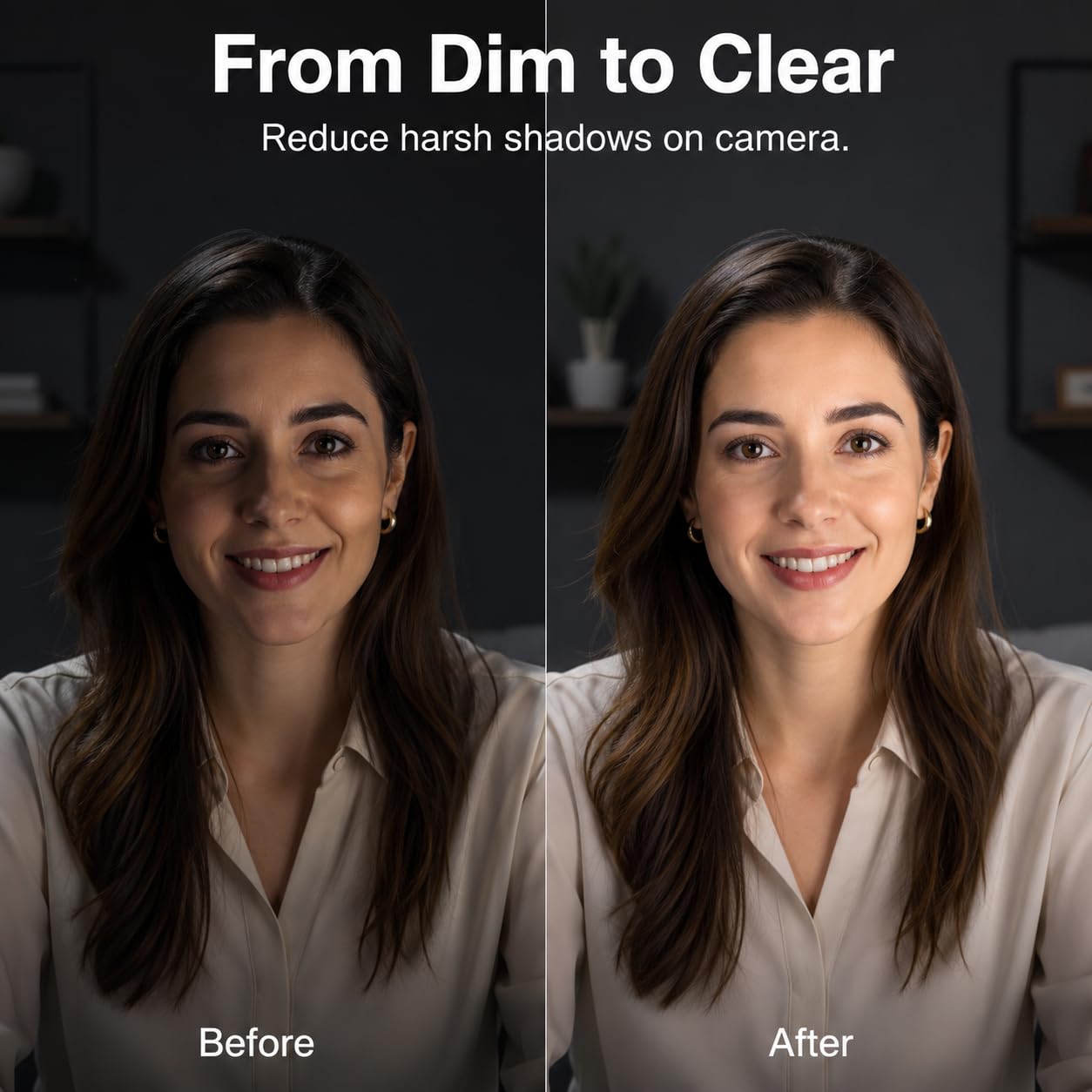 UBeesize Luce per videoconferenza per riunioni zoom, luce dimmerabile per webcam per computer con supporto per telefono, illuminazione da scrivania 3000-6500K per videochiamate, lavoro remoto, podcast