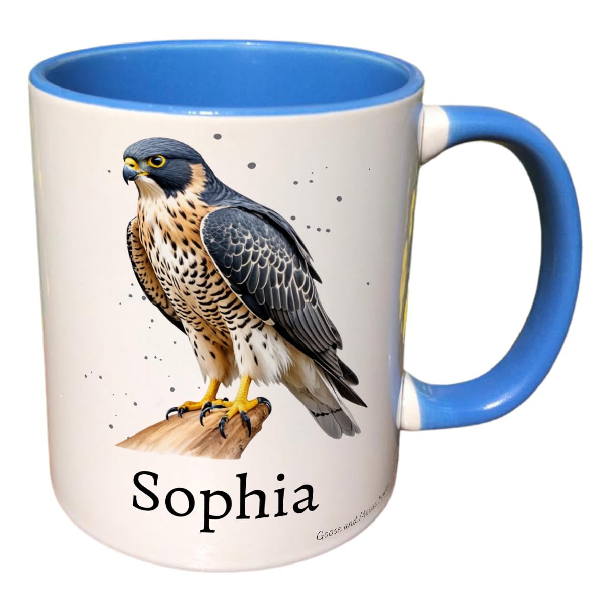 Personalised Falcon Bird Mug, Gift for Wildlife Spotter, Thank you Present for Bird Watcher, Housewarming Coffee Cup, Country Kitchenware (Red)
