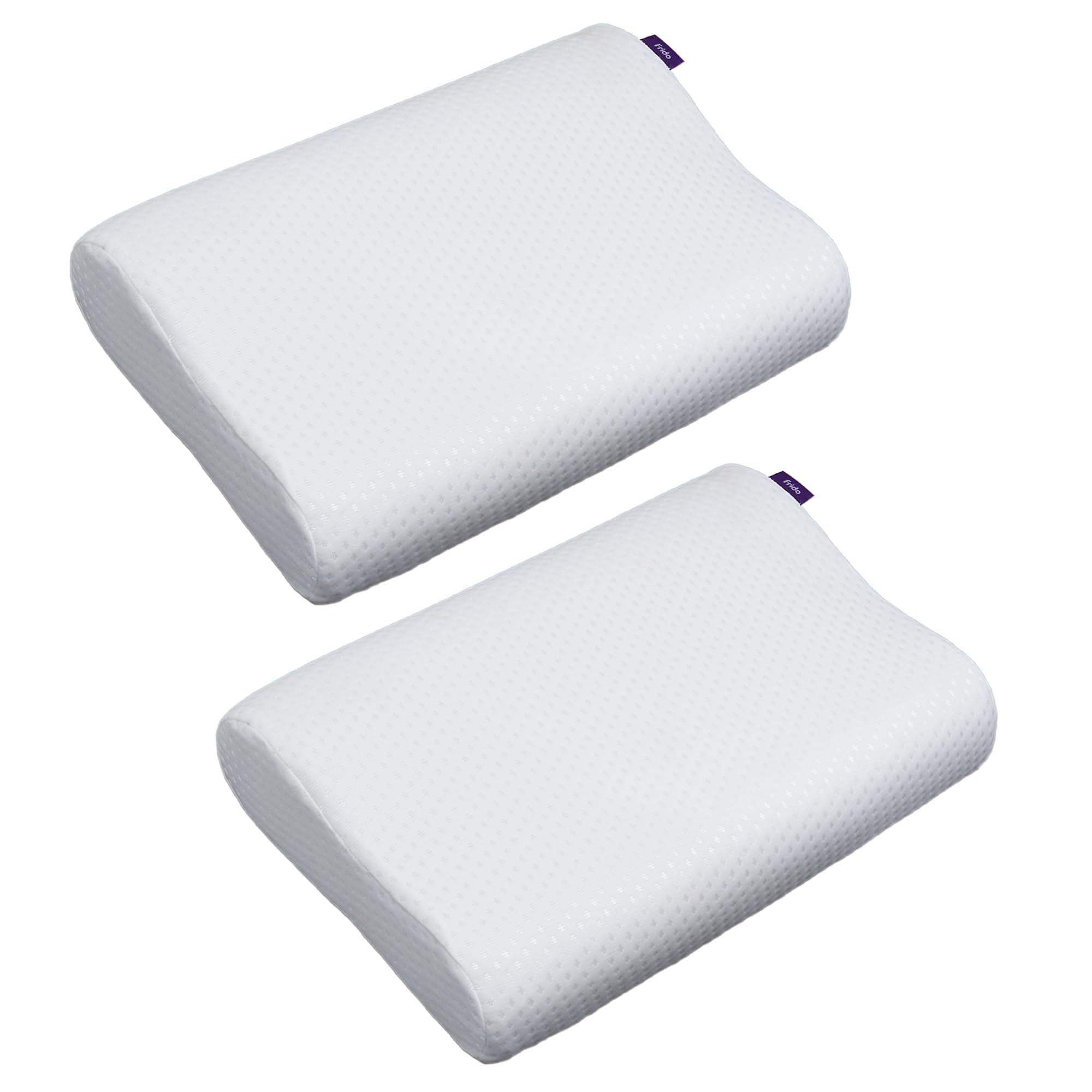 Frido Ultimate Cervical Neck Pillow for Pain Relief Sleep | Improves Posture & Spinal Alignment | Neck Cushion with Ultra Responsive Memory Foam & Skin Friendly Cover | White | Pack of 2