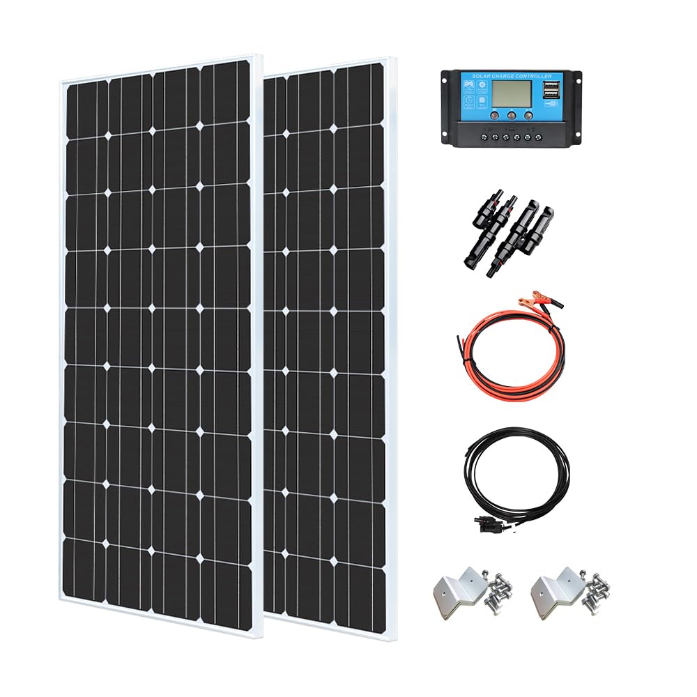 XINPUGUANG 2 pannelli solari 100 W 18 V fotovoltaici monocristallini 200 W per sistema, solare, giardino, campeggio, auto, barca e tetto di casa
