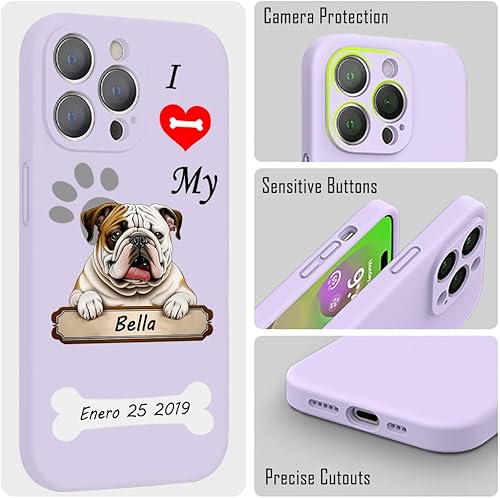 Miniatura 4 de Funda de teléfono personalizada con nombre de mascota I Love My English Bulldog Dog para iPhone 15 14 Pro Max 13 12 11 Xs Max Xr SE3 8 7 6 Plus 11