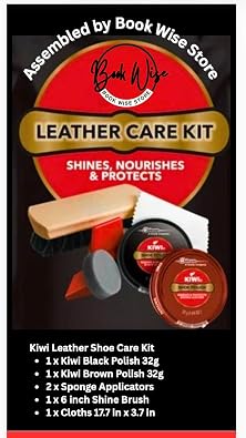 Shoe Shine Kit KIWI Shoe Polish Black & Brown 32g Each Leather Shoe Care Kit with Horsehair Brush, Daubers & Cloth Boot & Dress Shoe Polish Kit