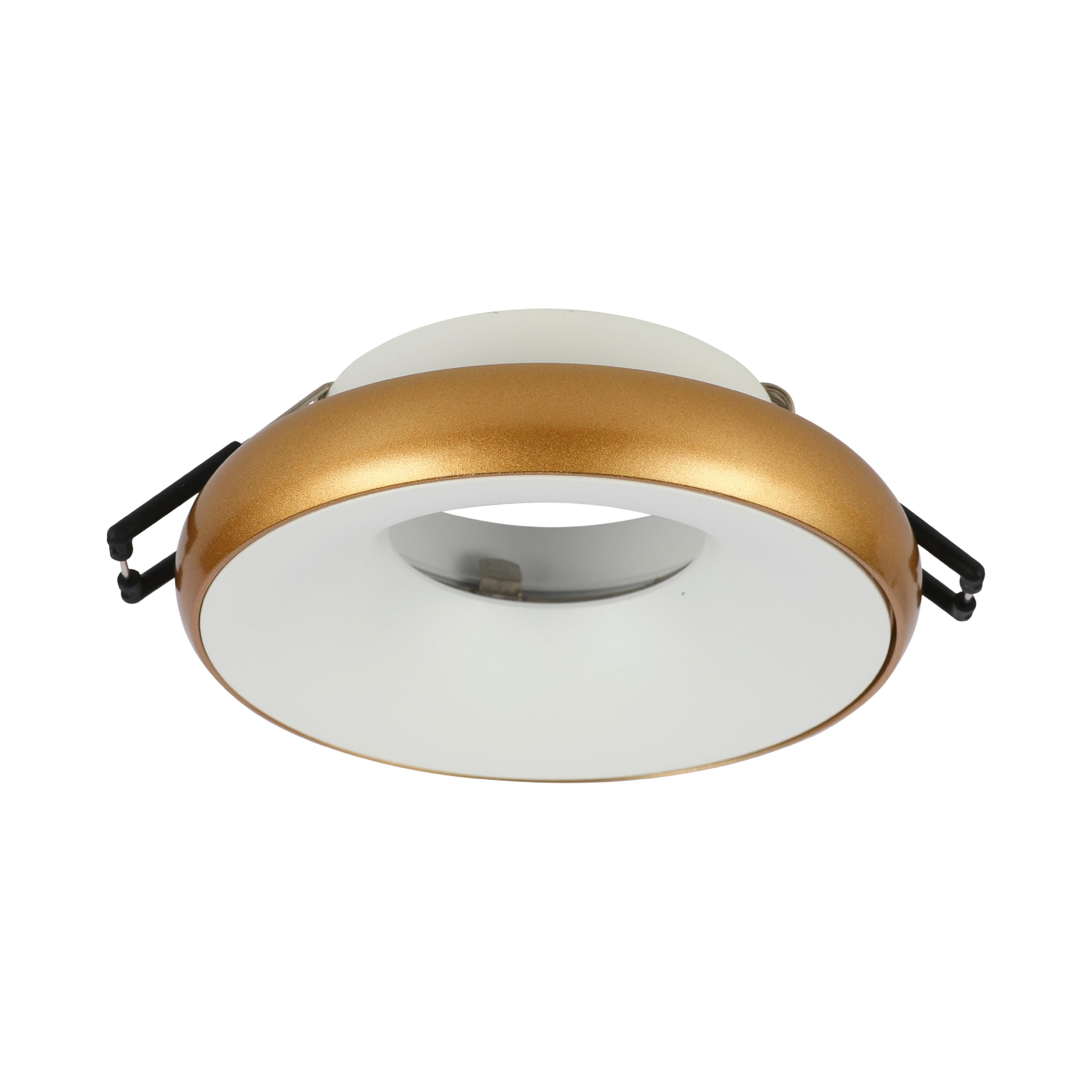 TEKLED Die-Cast Aluminium Downlight with Color-Accented Bezel | GU10 Fixed Ceiling Spot | for Kitchens Living Rooms Hallways Offices Hotels and Commercial Spaces | Gold-White (Bulb not Included)