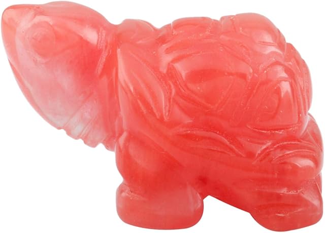 Nupuyai Cherry Quartz Turtle Figurine Ornament, Healing Crystal Energy Statue for Home Decor 1.5"