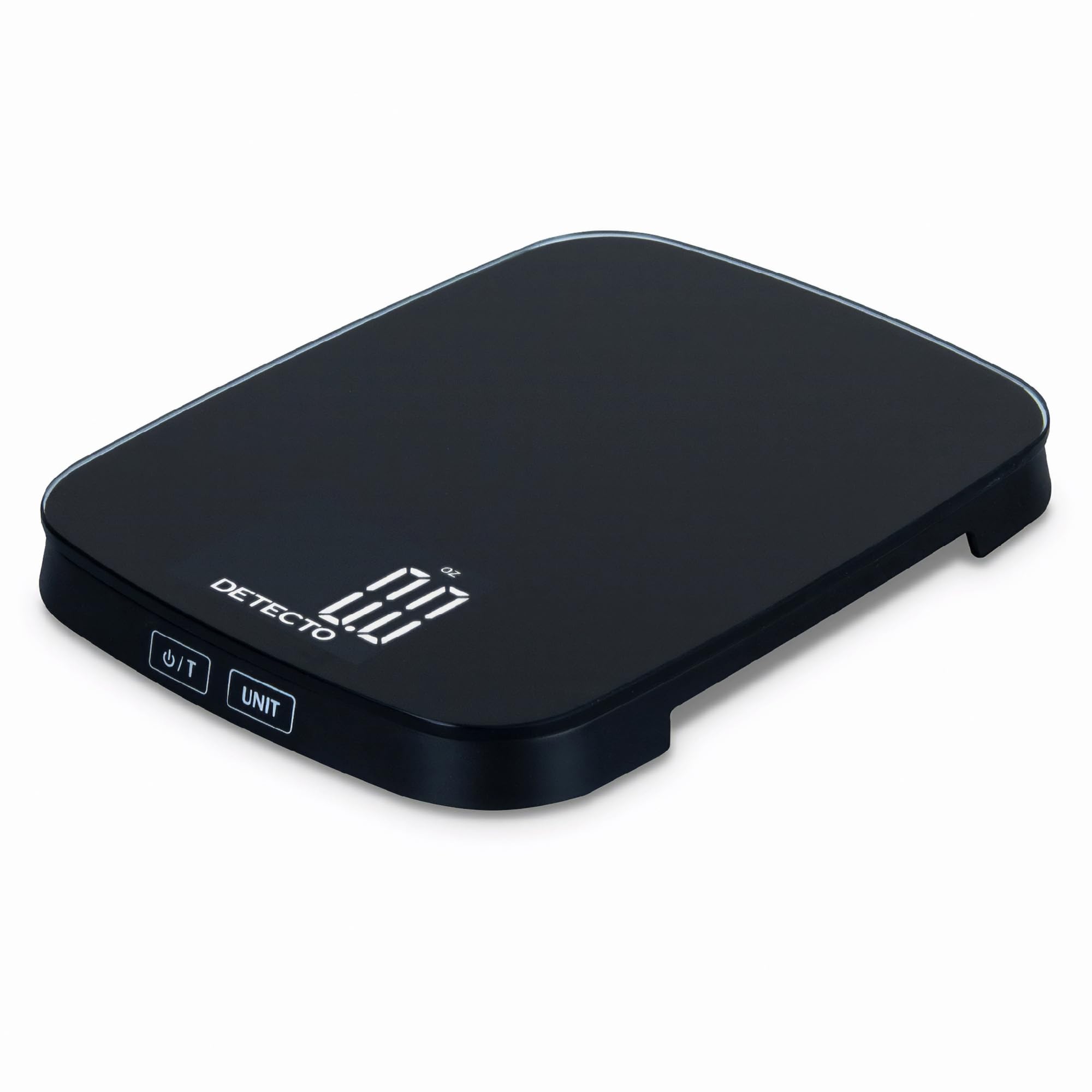 DETECTO Bilancia da cucina digitale, altamente precisa, piattaforma in vetro compatta, display di facile lettura, ricaricabile tramite USB, capacità 10 kg, nero/bianco