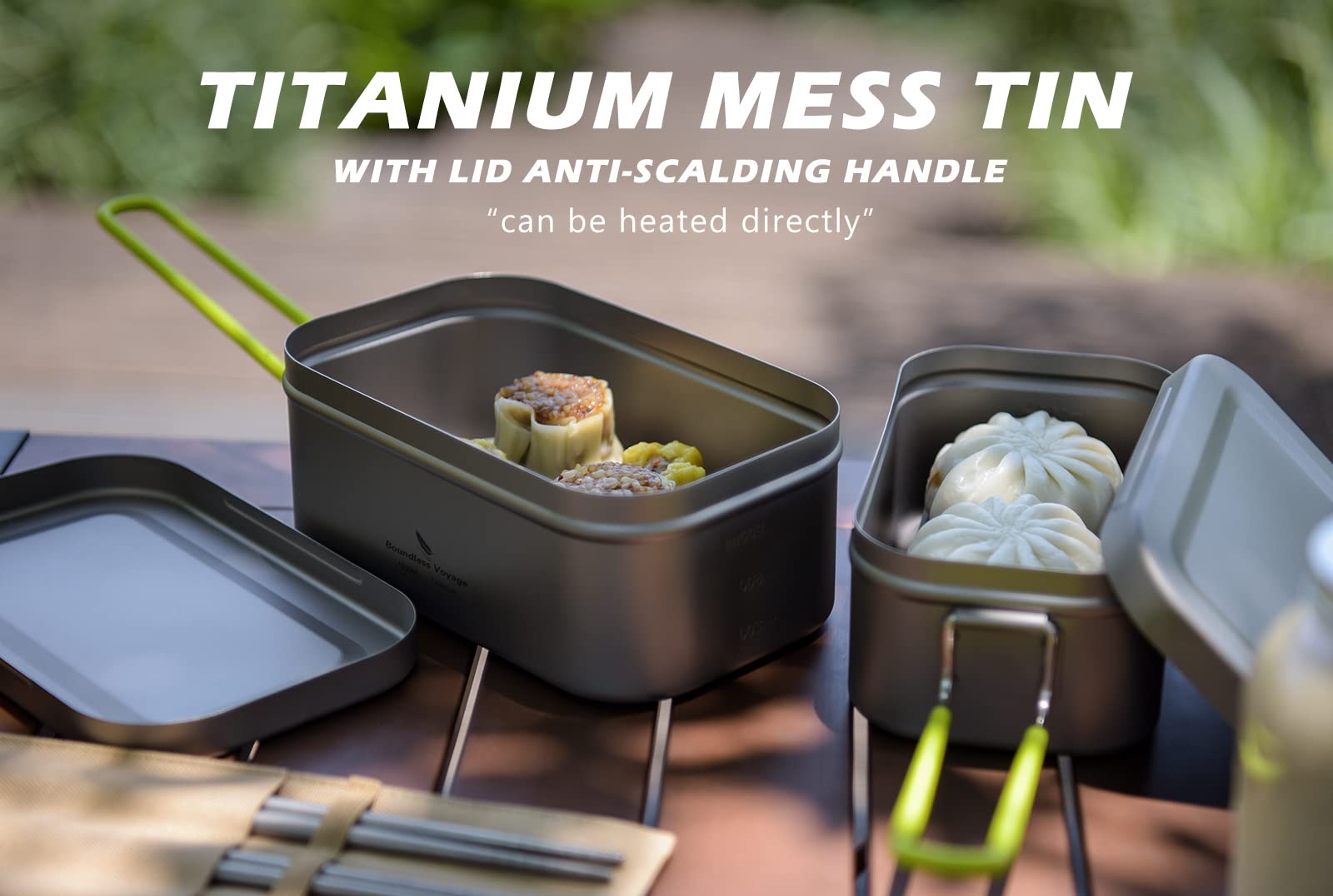 Boundless Voyage 600ML Titanium Canteen Mess Tin with Lid Handle Portable Lightweight Tableware Lunch Box Cookware Bowl Pan for Outdoor Camping Backpacking Hiking Picnic A-Ti2081C
