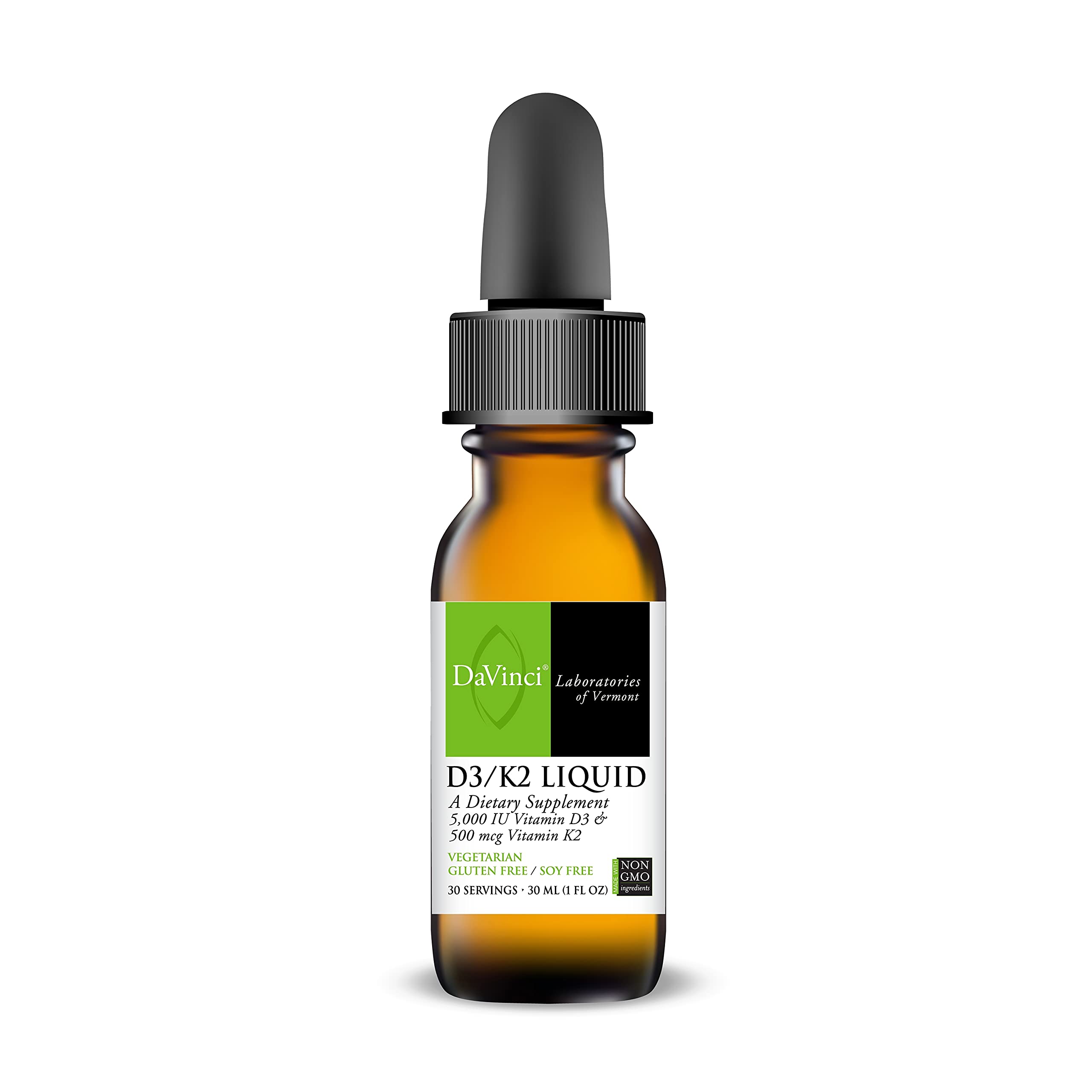 DaVinci Laboratories – D3/K2 Liquid, Vitamin D3 5,000 IU and K2 Mk7 for Bone and Heart Health, 30 Se