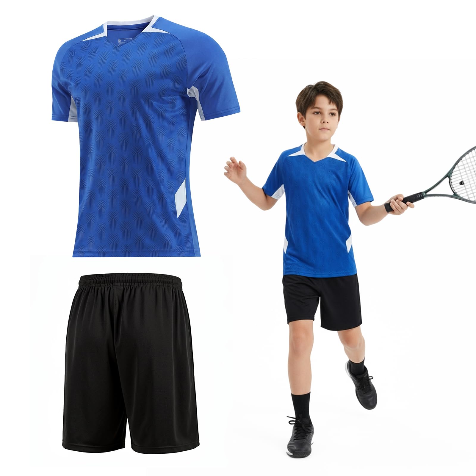 viiotu Completo Calcio Bambino, Set di Maglia e Shorts a Secco Rapido per Allenamento Scuola Gimnasio - 2
