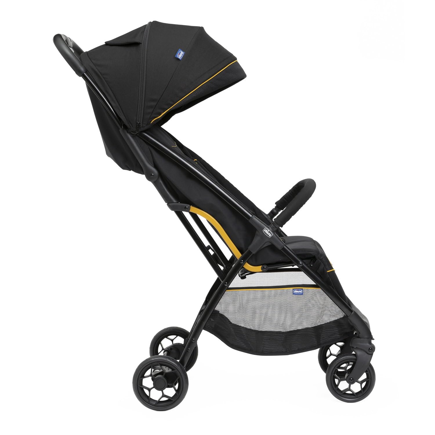 Chicco Glee, Carrito Bebé 0+ Meses-22 Kg, con Cierre Automático y Compacto, Capota Extensible con Tratamiento UV50+ Antilluvia, Respaldo Reclinable y Ajustable y Reposapiés, Negro