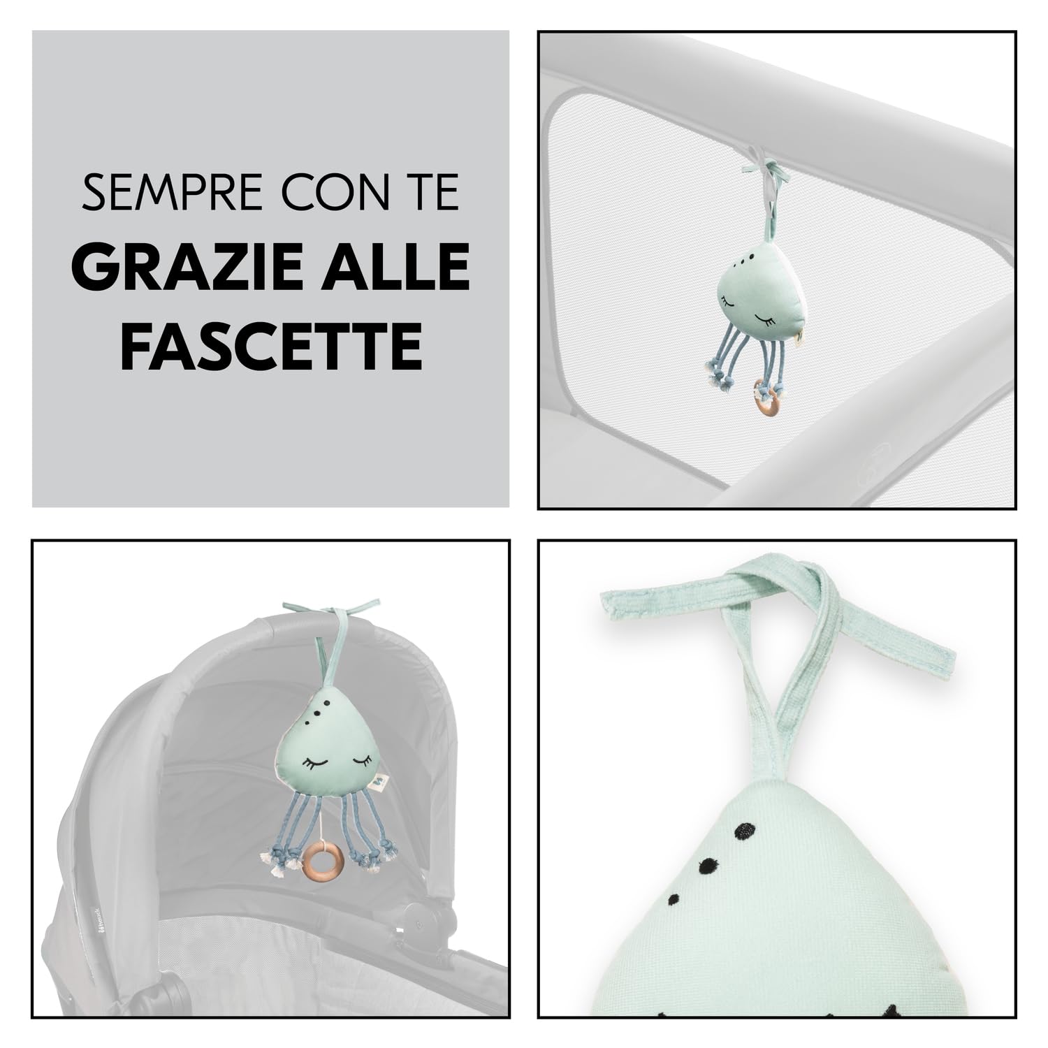 hauck Carillon Neonati Cuddle N Sleep - Giocattolo Sonaglio da Appendere con Meccanismo Musicale - Ninna Nanna Brahms (Durata 2 Min.), Rimovibile - Sonaglio Neonato Senza Batterie - Medusa