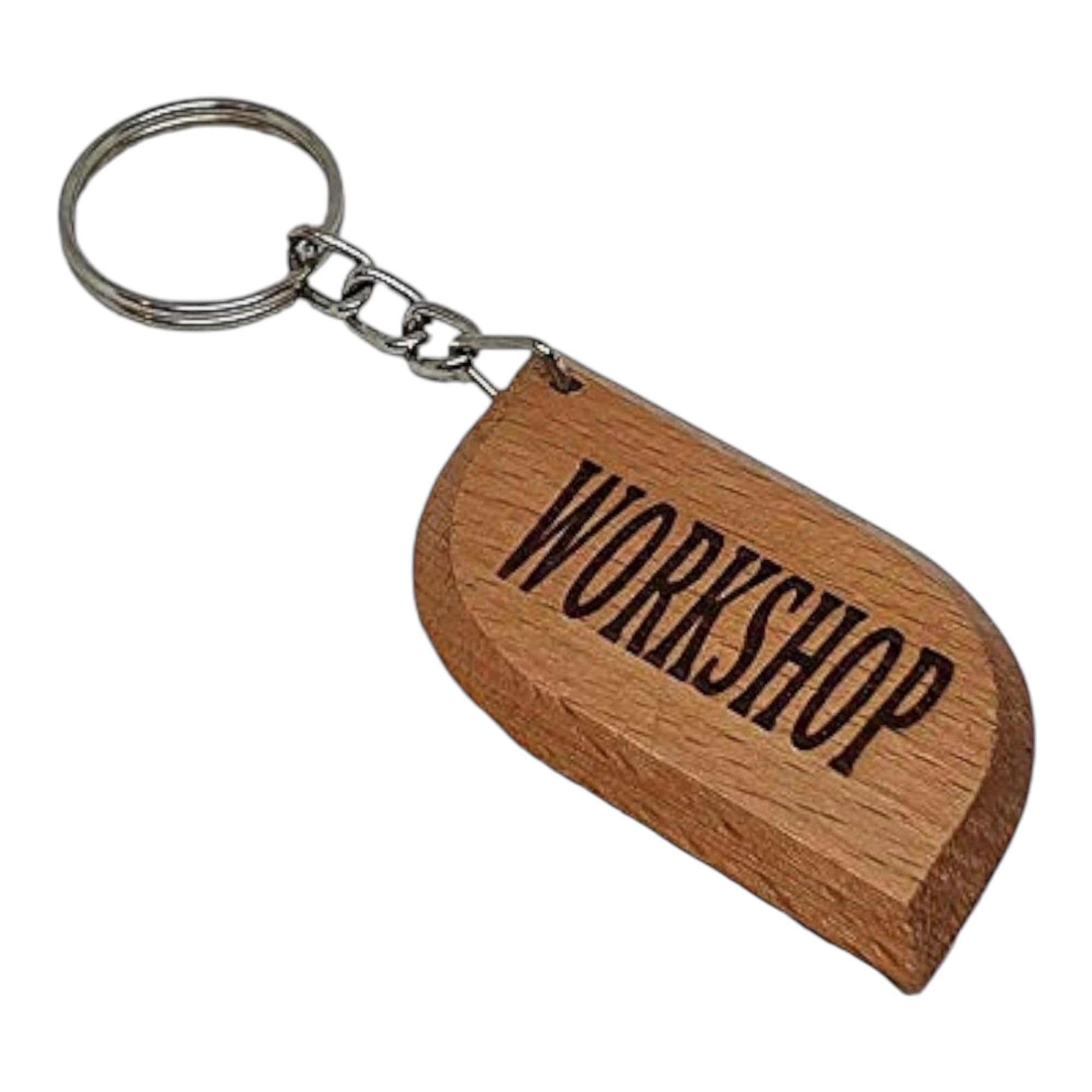 S M Gift Shop WORKSHOP Key Tag Engraved Wooden Keyring Keychain Made to Last