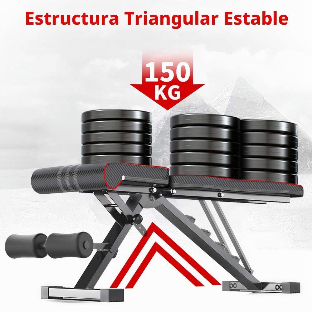 YOLEO Banco de musculación regulable, no requiere ensamblaje, banco de pesas, entrenamiento en casa, respaldo ajustable, apto para principiantes y expertos, carga máx. 300kg