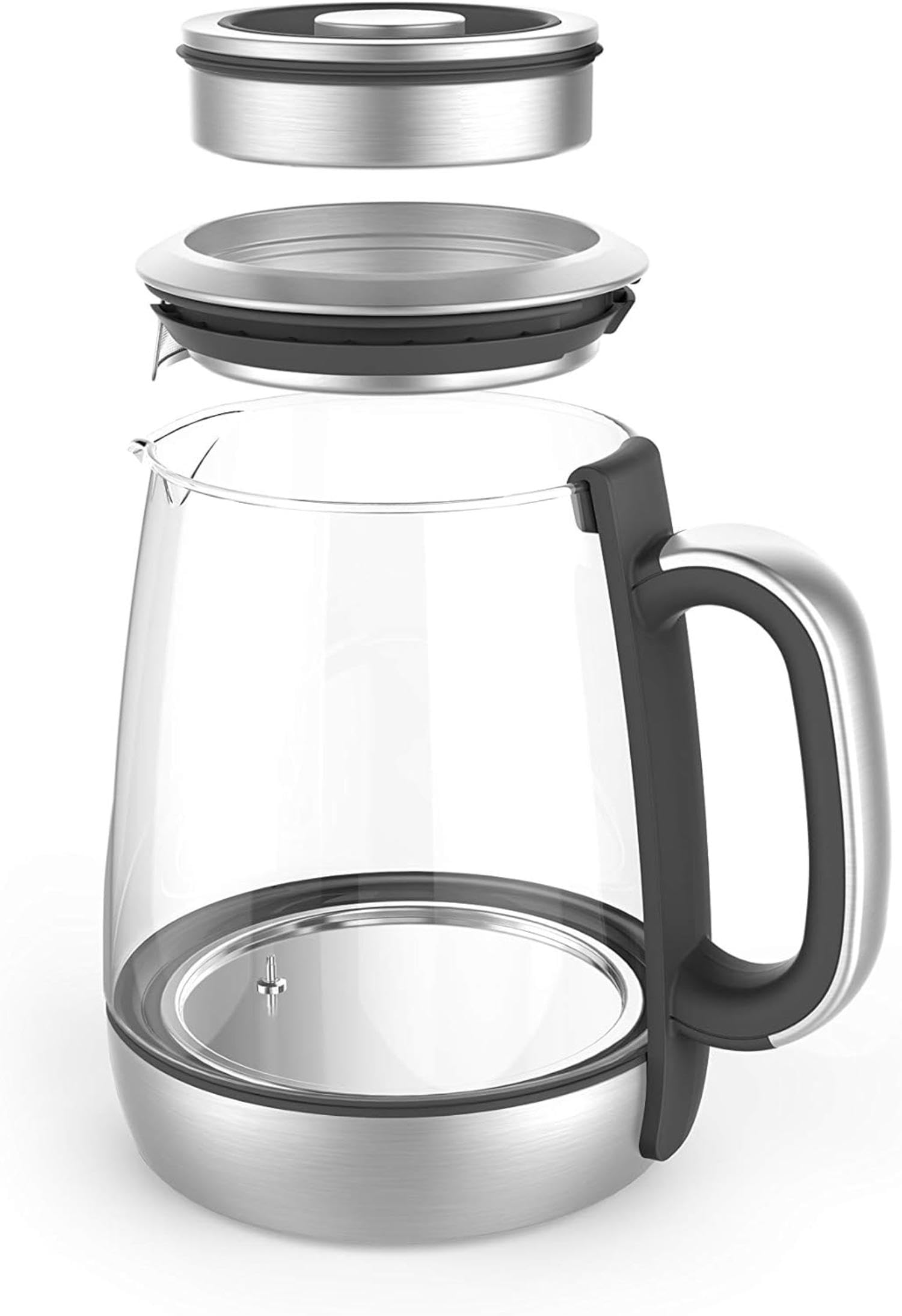 riviera&bar Théière Bouilloire CHA DAO EXPERT à Température Réglable - Verre Trempé et Inox, Mode Silencieux, Infusion Thé Optimale, Écran LCD, Programmes Personnalisables - 1,5L - Inox