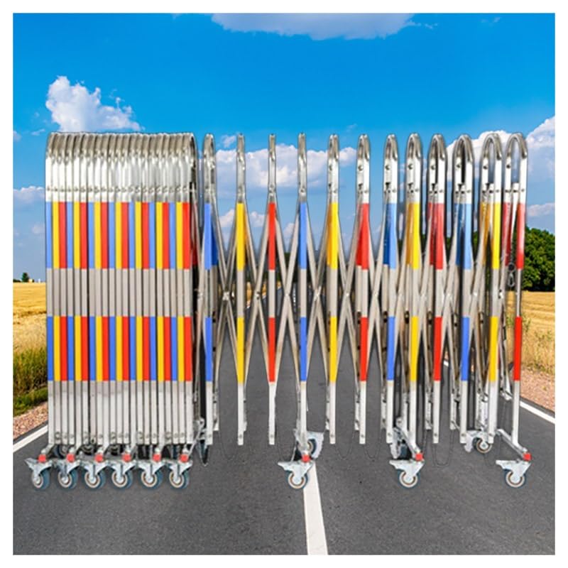 Barrière Extensible en Acier Inoxydable avec roulettes, clôture de Circulation rétractable pour marchés, écoles et Routes, argentée 1,1 x 7 m (3,6 x 23 pi) - Solution de