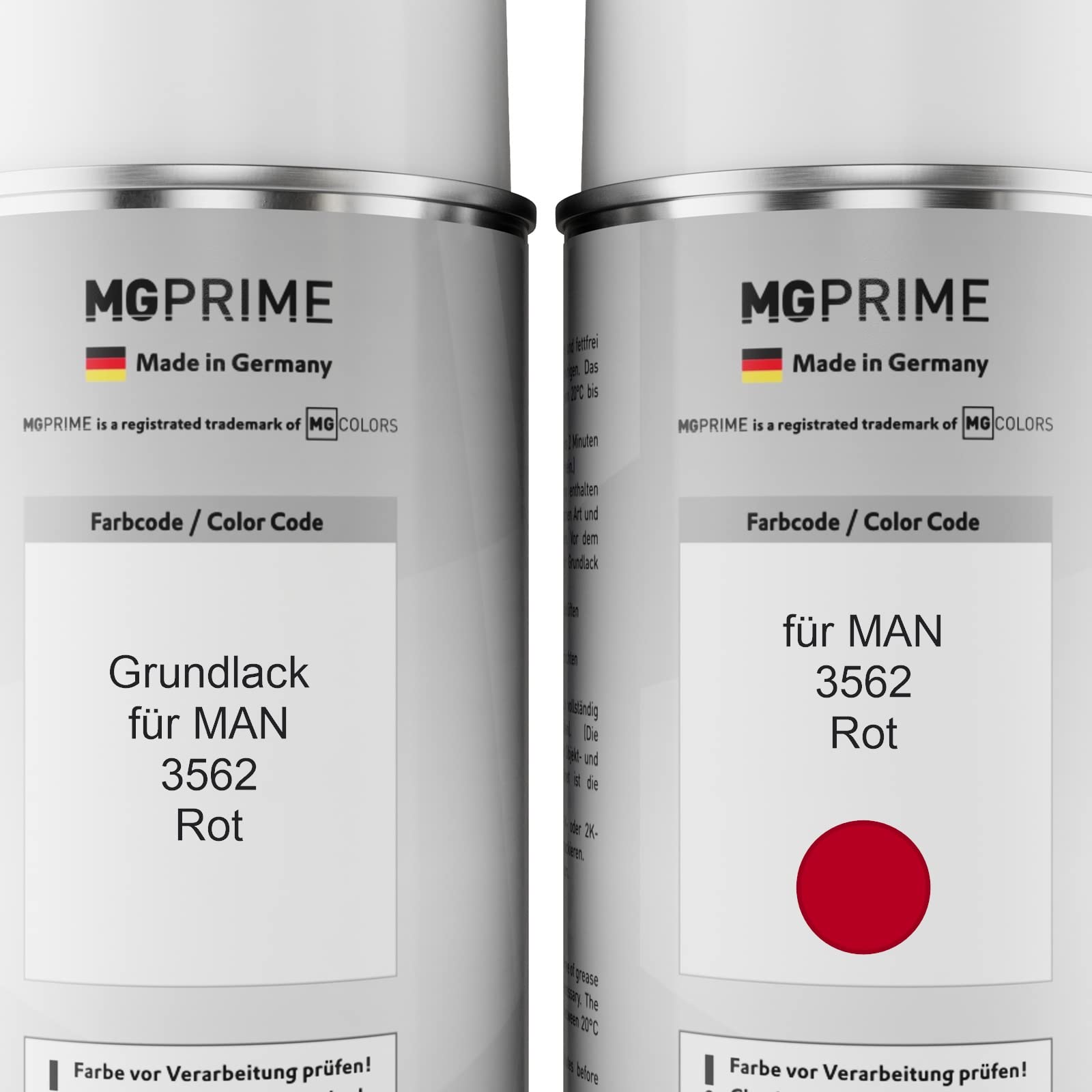 MG PRIME Bombolette di Vernice per auto per MAN 3562 Rot + trasparente 2K | Kit vernice di fondo + base + trasparente 2K, bombolette spray 400ml