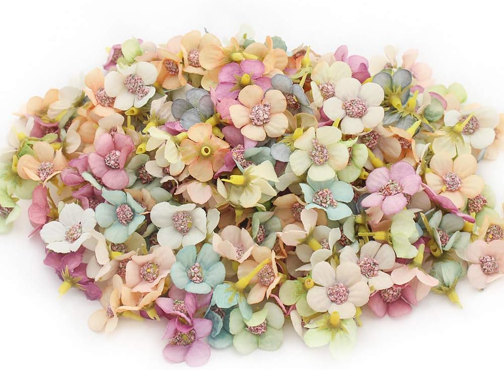 Sorrento Crafts Mini Silk Daisy 50pcs 2.5cm Multicolor Artificial Flowers Heads DIY Scrapbooking Home Wedding Christmas Decoration Garland Wreath Accessories Craft(Color 1)