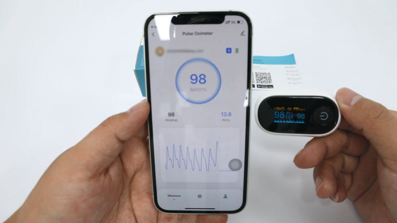HIHBI AOJ-70B Pulse oximeter, blood oxygen meter finger (SpO2) with Plethysmograph and Perfusion Index, portable OLED color display and battery included. - Image 8