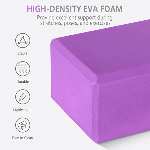 Miniatura 3 de 2 Pack 9‘’x6‘’x4‘’ Yoga Blocks with Stretch, Durable Yoga Foam Blocks, High Density & Non Slip Surface for Yoga, Pilates, Stretching, Dance, Ballet
