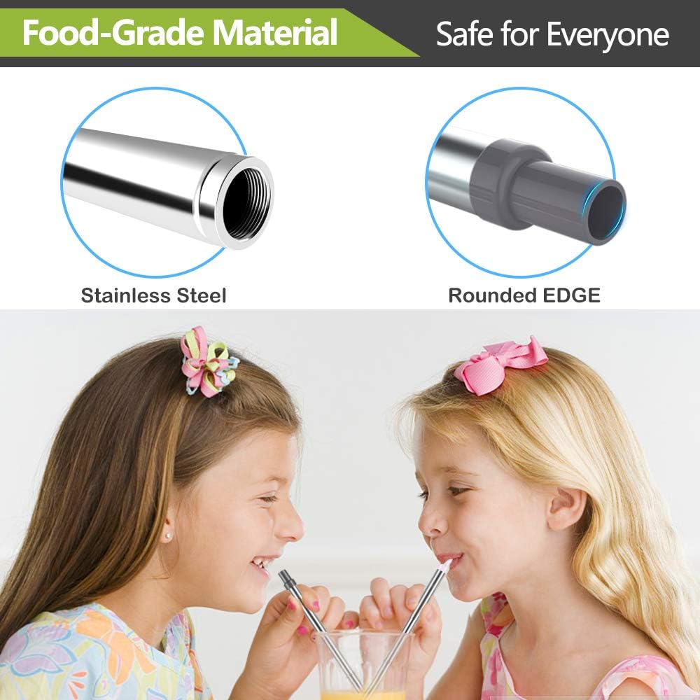 Best Deal 🛒 Anpro Portable Straw Collapsible Straw- Reusable Straws with Case, Stainless Steel Telescopic Metal Straws with Key Chain & Cleaning Brush For Travel, Home and Work-2 Pack