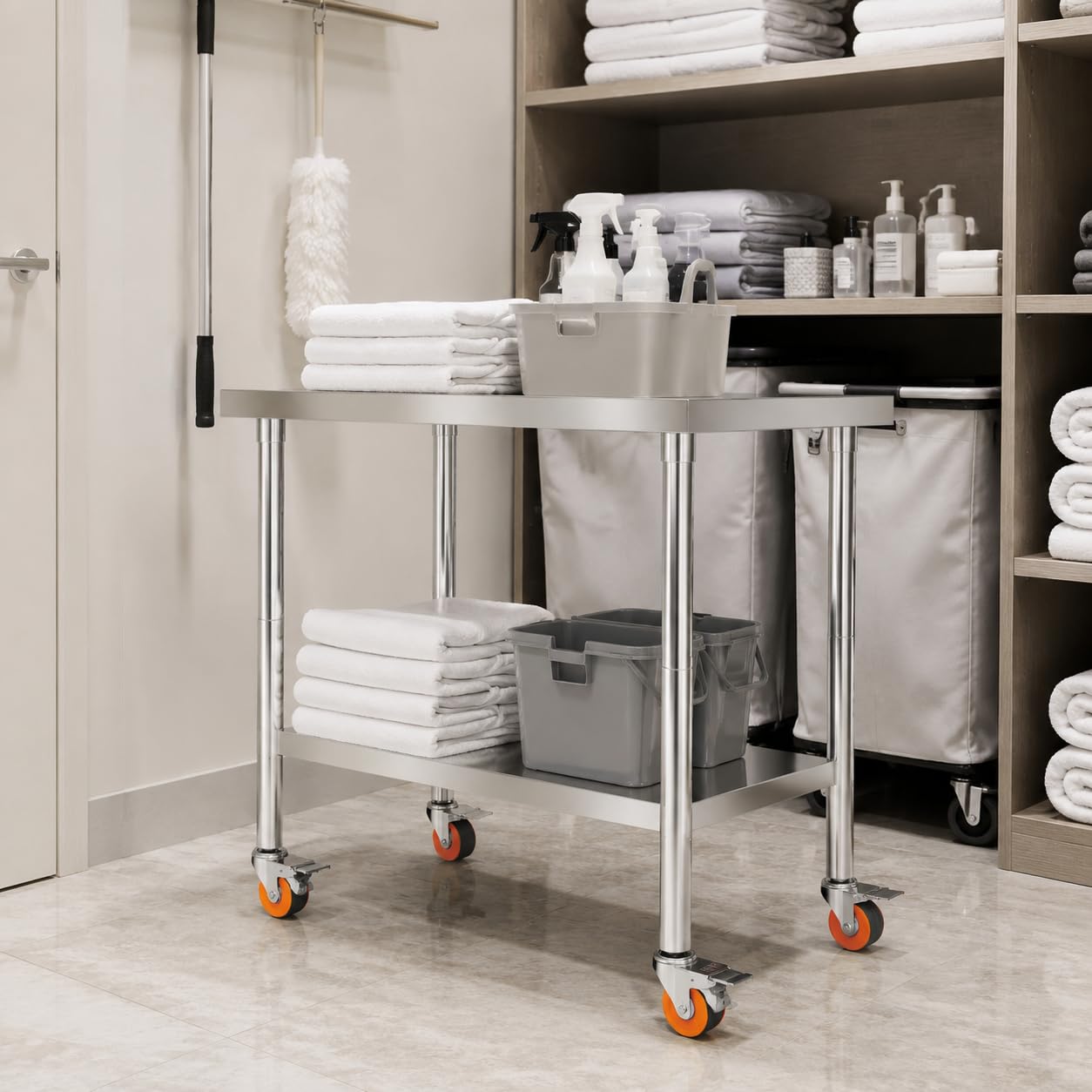Tavolo da lavoro in acciaio inox, 86 x 76 x 60 cm, tavolo