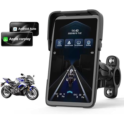 Wireless Carplay Screen for Motorcycle, Portable Carplay/Android Auto GPS Navigation for Motorbike, Car Play Screen with Dual Bluetooth, Navigation, Siri, Google Assistant, Anti-Glare