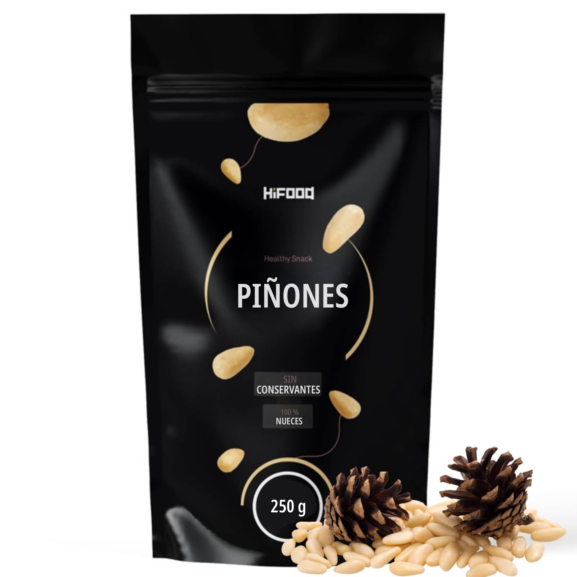 HiFood piñones naturales 250 g sin conservantes, piñones para pesto y cocina, ideales para ensaladas, pasta y platos mediterráneos