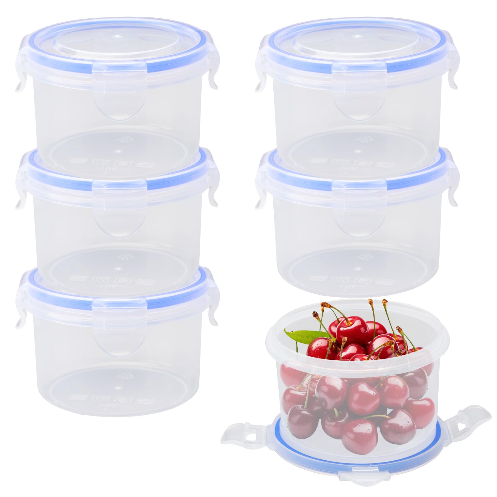 Confezione 6 Contenitori Rotondi Ermetici Per Alimenti – Plastica Trasparente Senza BPA, Chiusura A 4 Bottoni, Impilabili, Adatti A Microonde E Freezer - 4