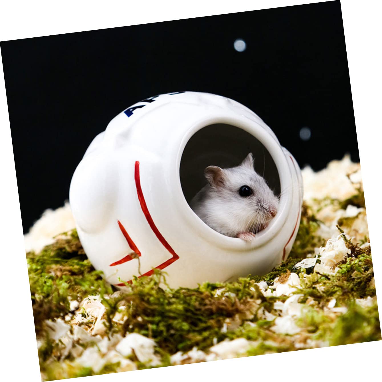 Mipcase Nido para Hámster Serie Astronaut Comedero para Hámster De Cerámica Escondite para Chinchilla Temática Espacial y Forma De Bañera para Comedero Lavable