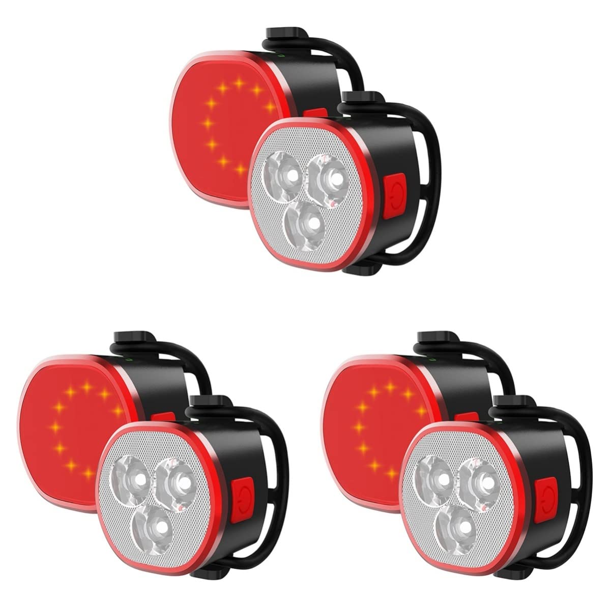 Uonlytech 3 Sets Rechargeable Bike Lights Bike Headlight Rear Light for Night Riding