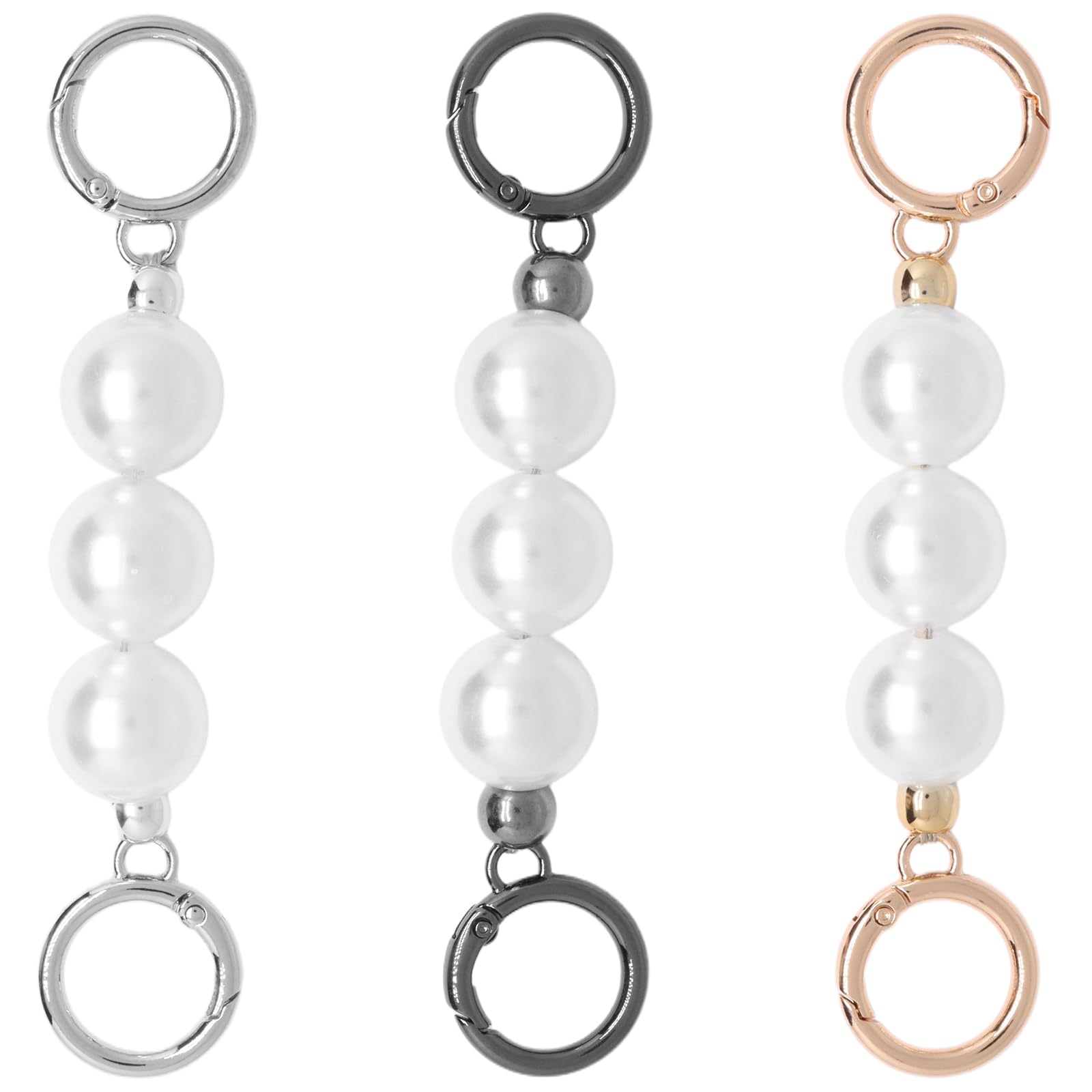CHIROGRAPHY 3 Pcs Pearl Purse Chain Set for Handbags | Decorative Pearl Bag Charms with Metal O-Ring Clasps | Stylish Replacement Chain Accessories for Purses, Wallets and Bags-picture-22