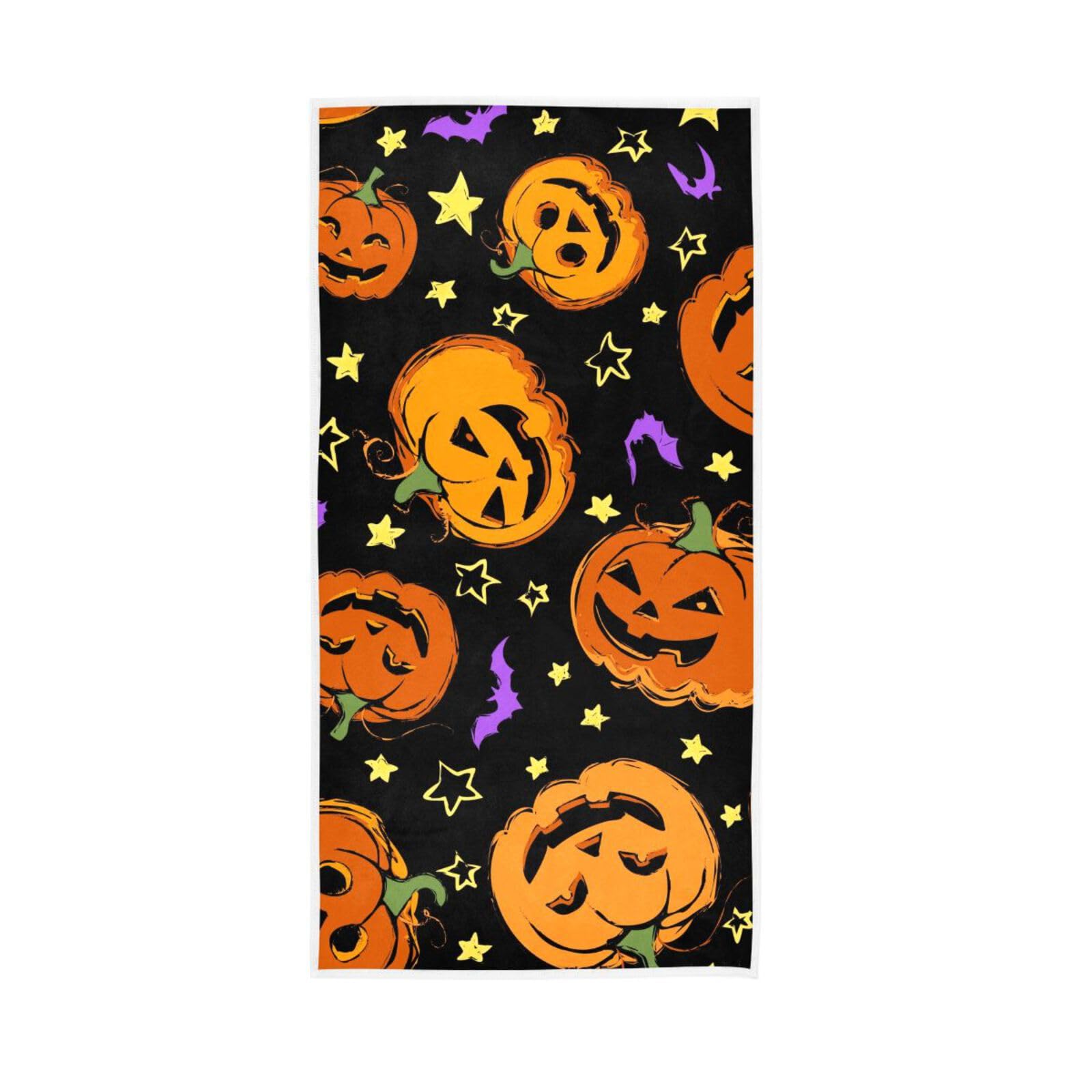 LSRCPD Halloween Pumpkins Festive Towel, 15 x 30 Inches Absorbent Hand Towel Spa Towels for Bathroom Soft Hand Towels