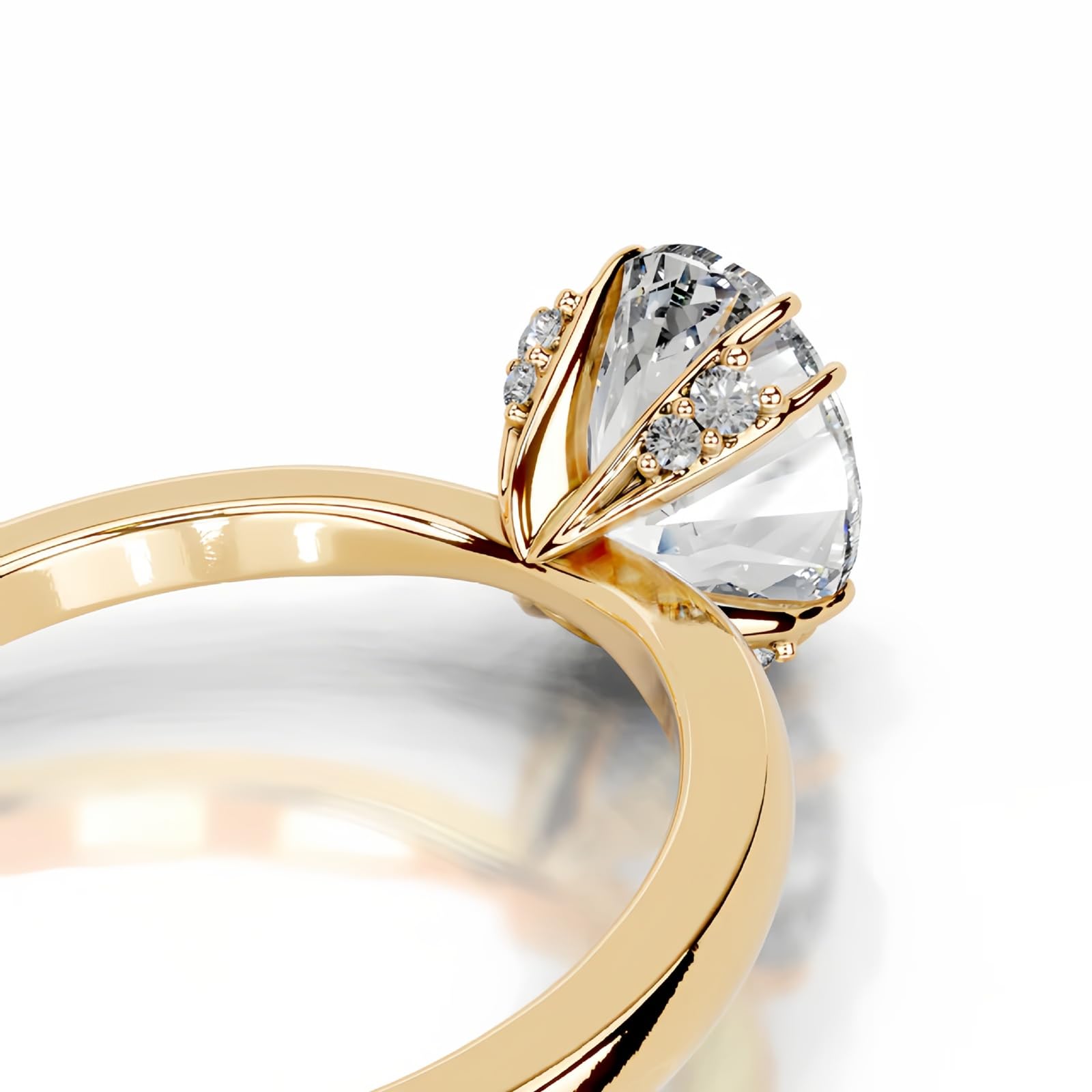 Anillo de oro amarillo para mujer, anillo con moissanita ovalada de
