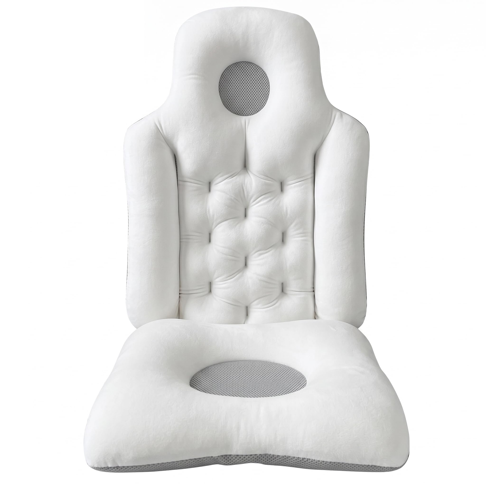 Bath Tub Pillow, Ergonomic Shower Pillow Back & Head Support Breathable Quick-Drying Bath Accessories for Adults- White ;1