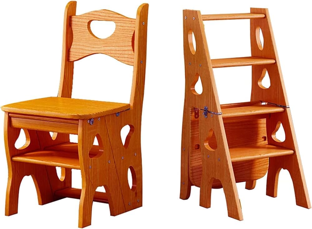 Taburete plegable de madera: escalera ligera de 4 escalones multifuncional para oficina