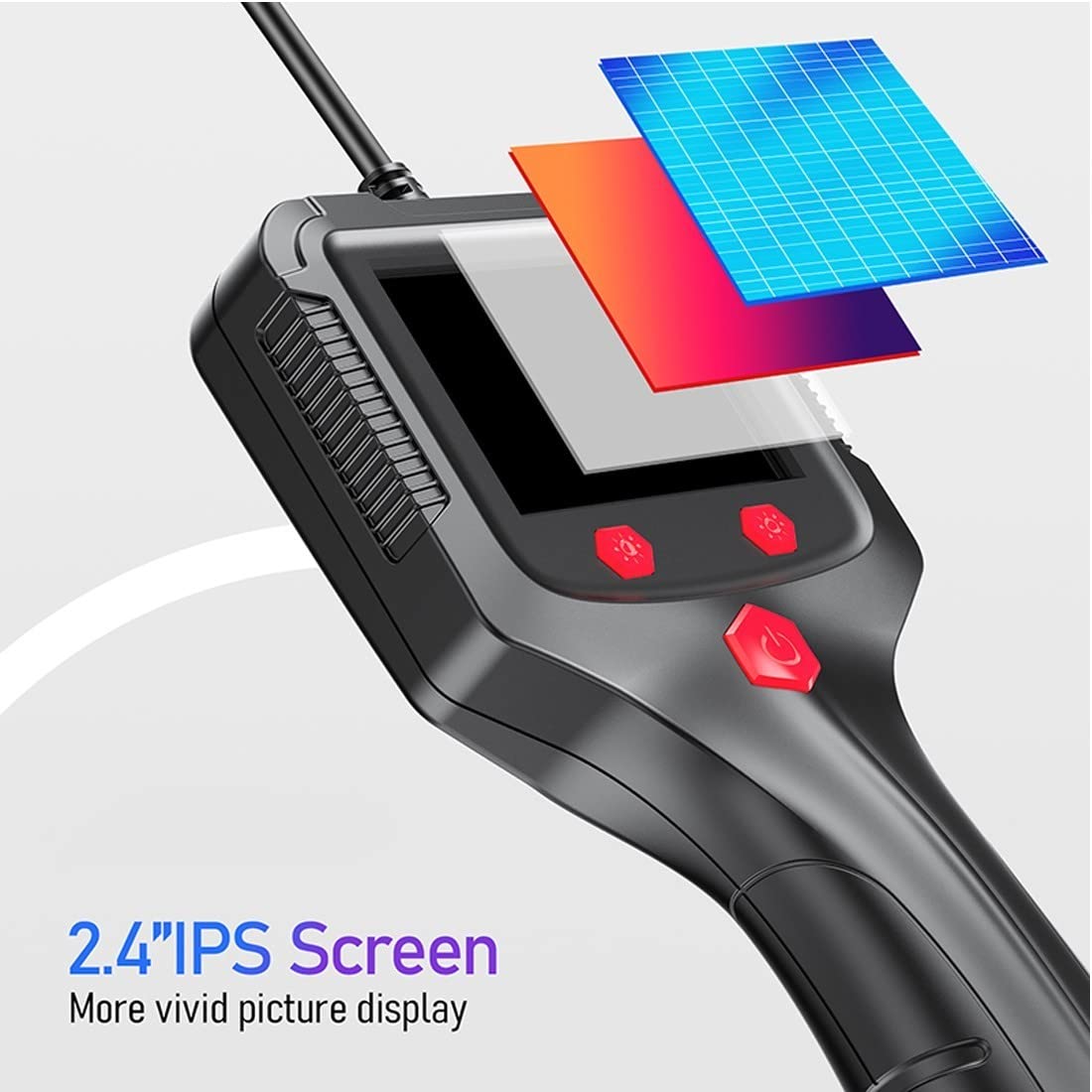 Przemysłowa kamera inspekcyjna endoskopowa z półsztywnym kablem 50 m, wodoodporna kamera wężowa, 1080P HD, ekran 2,4 i 6 świateł LED - bateria 2600 mAh