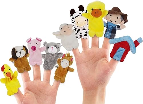 RIY 10 marionetas de dedo de Story Time - Old Macdonald Had A Farm Educational Puppets - Relleno de cesta de Pascua