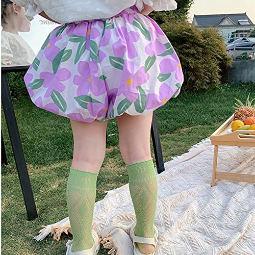 Little Girls Floral Print Bubble Shorts Kids Toddler Elastic High Waisted Summer Comfortable Casual Active Shorts2