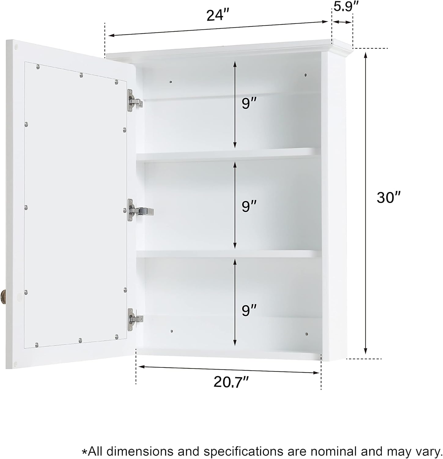 WELLFOR 36" Bathroom Vanity with 24" Wall Mounted Mirror Cabinet, Wooden Bathroom Vanity with Sink Set, Freestanding Bathroom Furniture for Home Decor and Storage Organization, White
