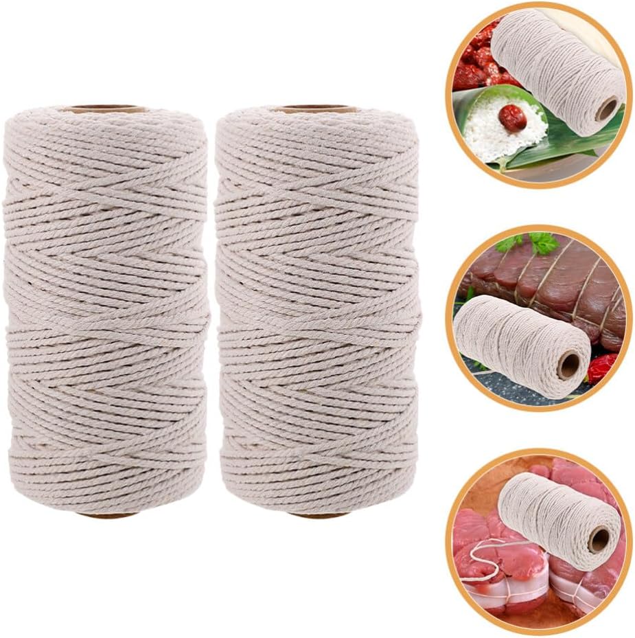 GANAZONO Cotton Cord for Cooking 2 Rolls of Butcher Twine Kitchen String Meat Sausage Cotton Twine for DIY Crafts