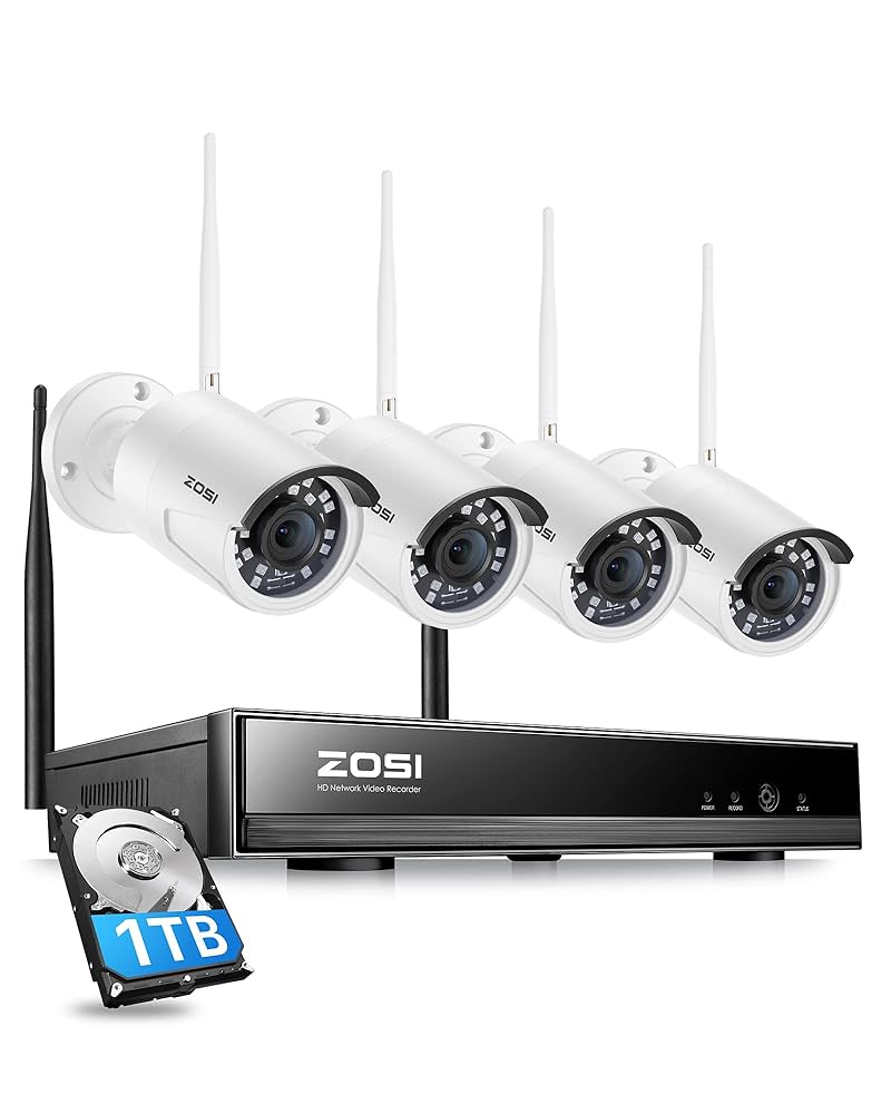 Amazon.co.jp: ZOSI ワイヤレス防犯カメラ4台セット 300万画素