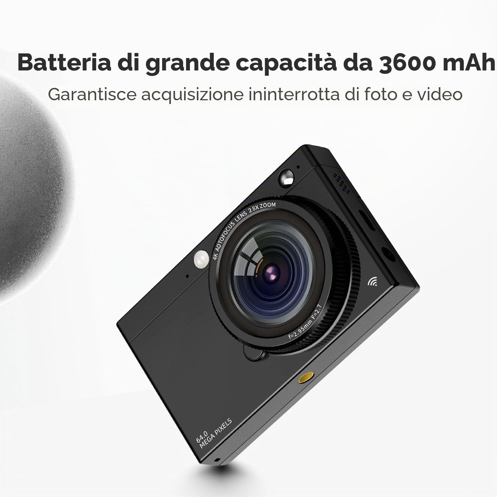 Fotocamera Digitale 4K per Vlogging, Fotocamera con Messa a Fuoco Automatica 64 MP, Filtro Beauty Retrò, Zoom Digitale 28X, Schermo 2,83 Pollici
