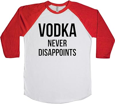 Shirtgoals Vodka Never Disappoints Unisex Baseball Long Sleeve Tee White-Red Medium
