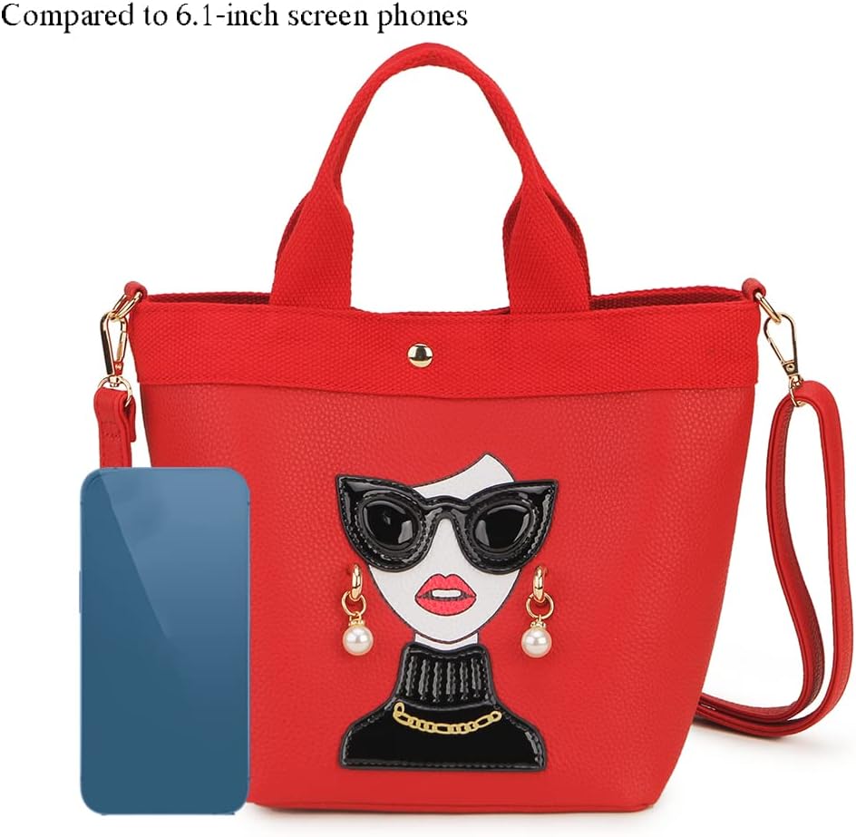 Funky Lady Face Purse for Women Casual Shopping Bag Top Handle Satchel Handbags Pu Leather Shoulder Bag Totes | Funky Lady Face, Casual Shopping Bag, Top Handle, Pu Leather