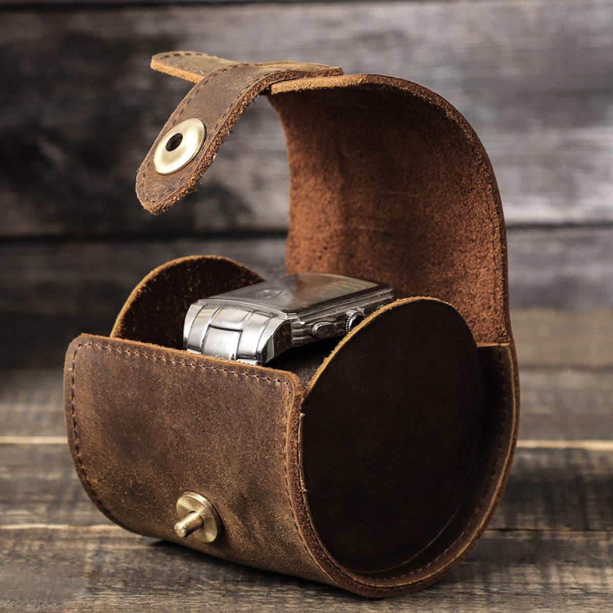 Scatola Organizzatore per Orologi da Viaggio Custodia Portatile in Pelle Classica per Uomo