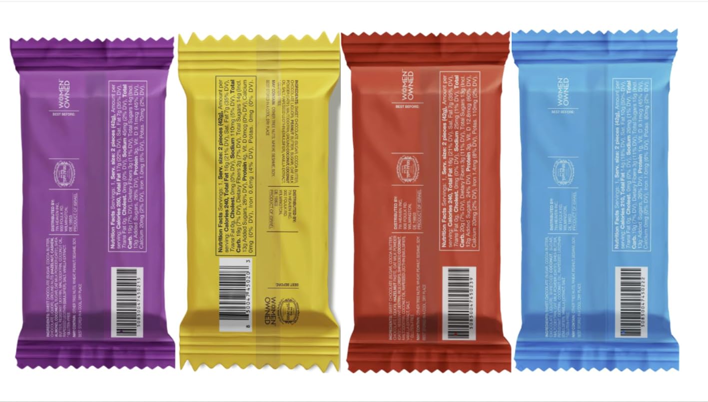 7th Heaven, Vegan Oat Milk Chocolate Cups: Variety Pack (Mixed Nuts Cream, Hazelnut Cream & Rice Crisps, Caramelized Coconut Cups, Peanut Butter Cups) - (1.5 oz - 8 Pack), Healthy Chocolate, Perfect Valentines Gift For Your Loved Ones, 100% Dairy Free, Non GMO, Kosher Parve, Cruelty Free, Fair Trade Cocoa