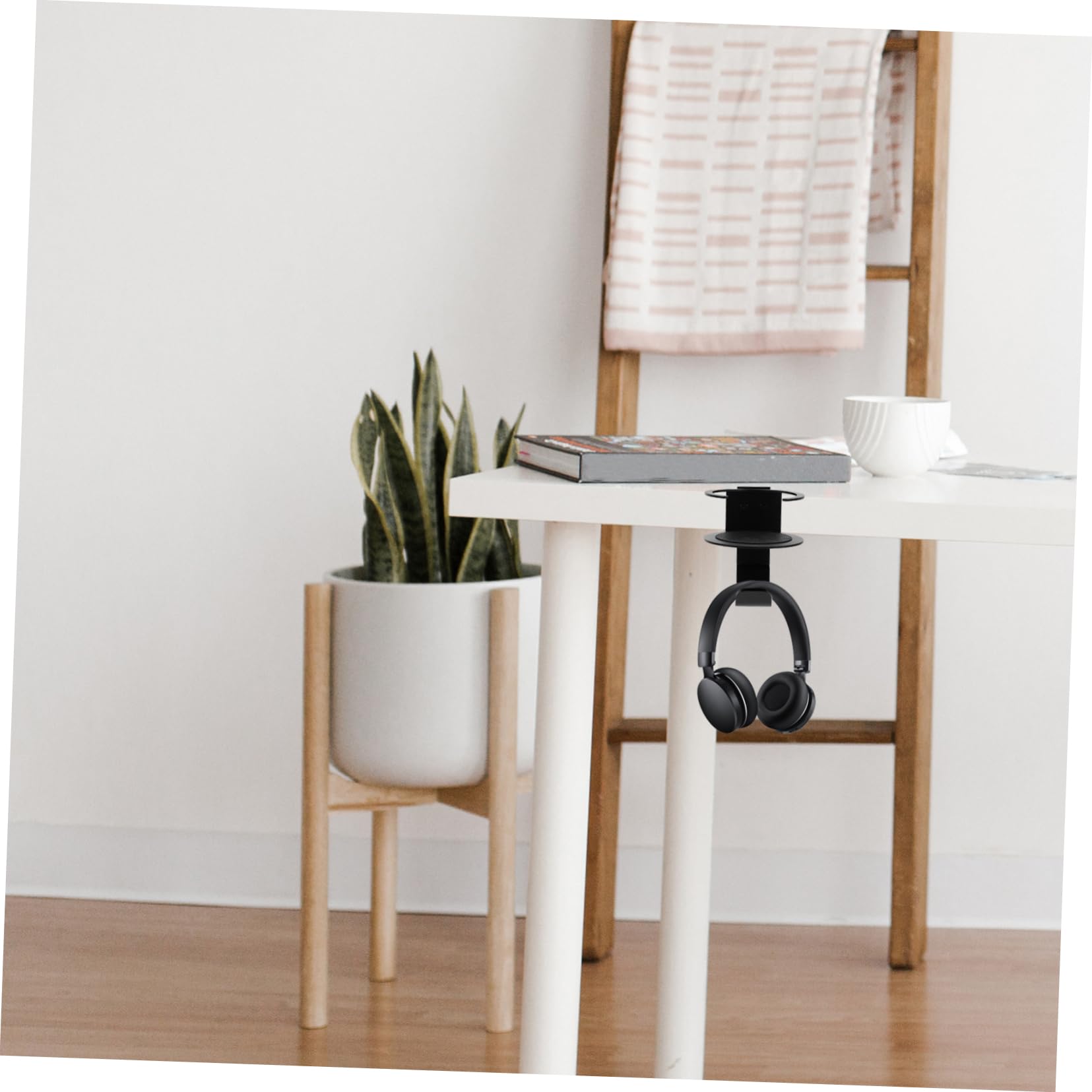 LABRIMP Soporte para Auriculares Abrazadera, Portavasos de Escritorio Ajustable, Aleación de Aluminio, 360° Giratorio, para Juegos de PC