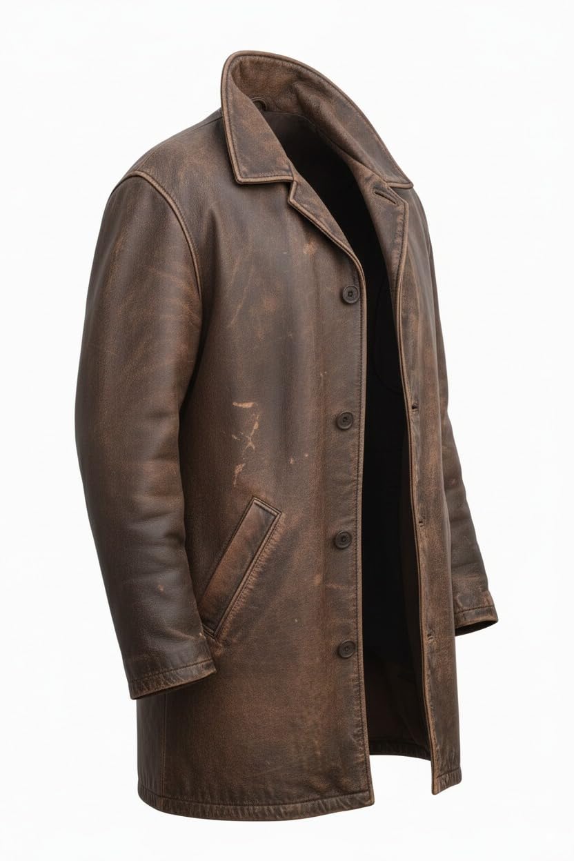 Trench da uomo Dean Winch 3/4 di media lunghezza in vera pelle – giacca da uomo in pelle vintage giacca lunga cappotto per auto cosplay costumi