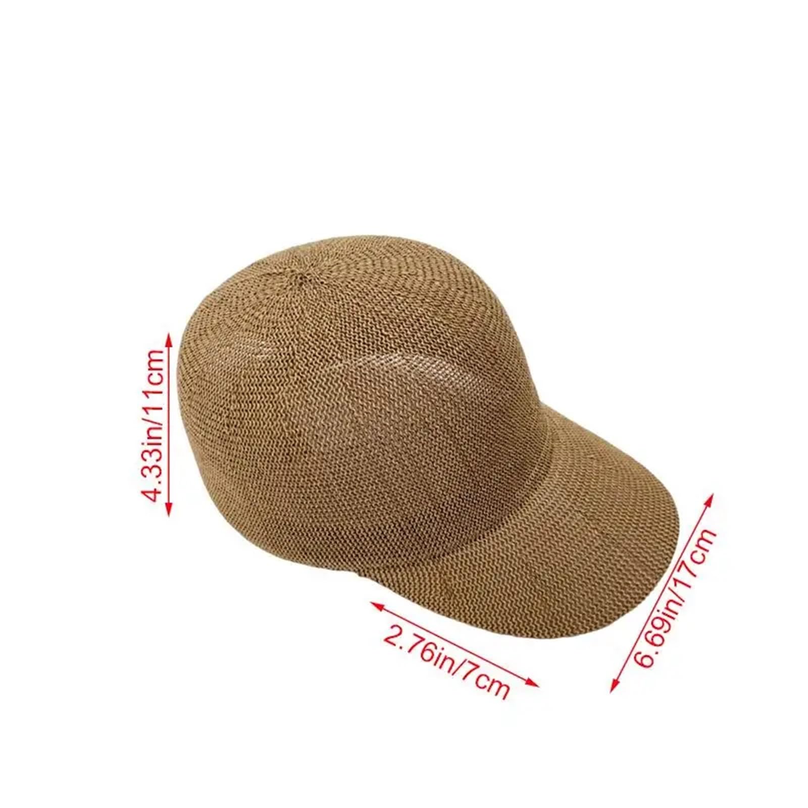 Berretto da Baseball in Paglia di Carta Traspirante con Protezione UV, Cappello da Sole Unisex Casual Estivo