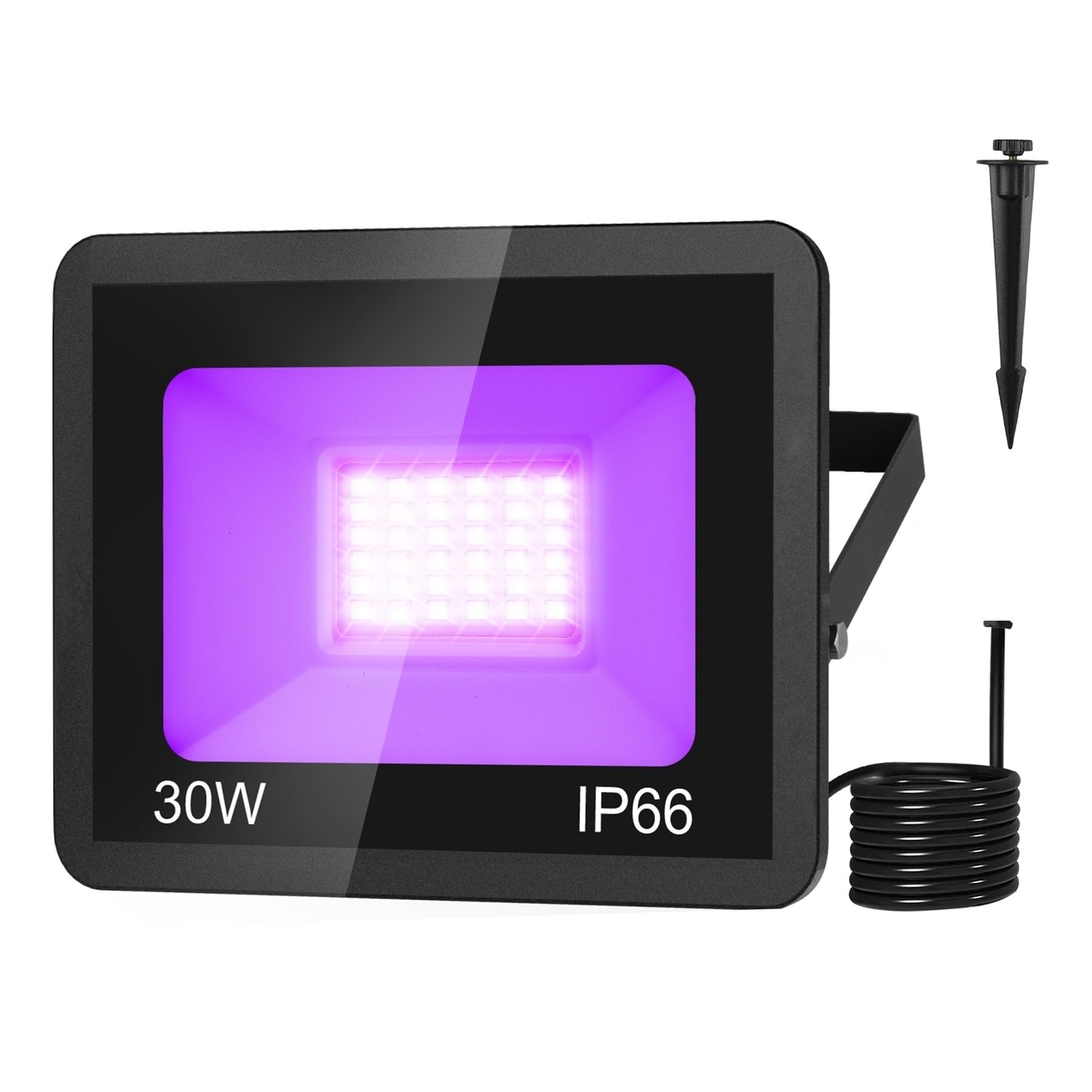 JOLIANE 1PC/2PCS 30W LED UV Black Lights IP66 Stage Blacklight Ultraviolet Flood Effect Light for Halloween Xmas Dance DJ Disco Party(1PC)